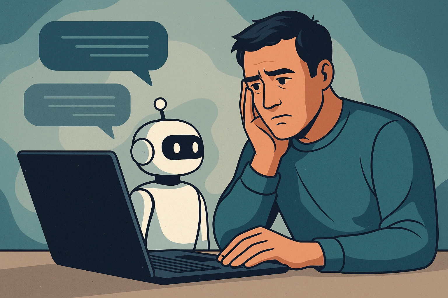 chat bot and man