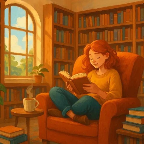 Girl and library